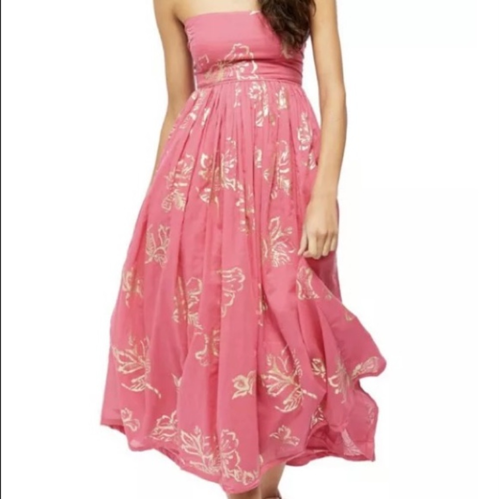 New Free People $168 Pink Midi Dress | XL